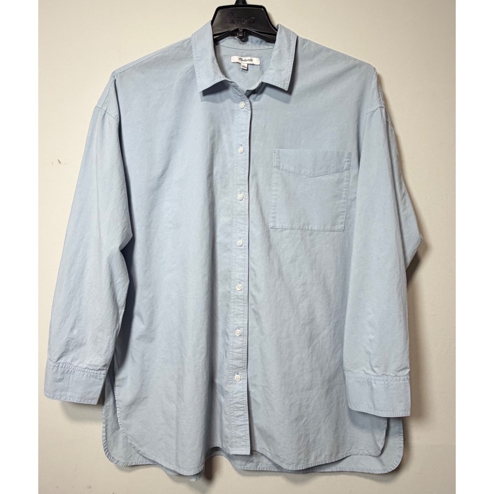 Madewell Light Blue Oversized Cotton Button Down Shirt Large Long Sleeve